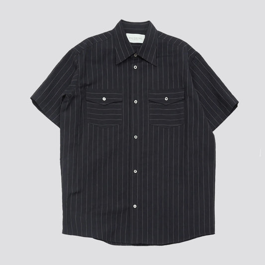 ENCOMING CLASSIC HALF SLEEVE SHIRT Dark Navy フロントデザイン 半袖シャツ 全体ビュー