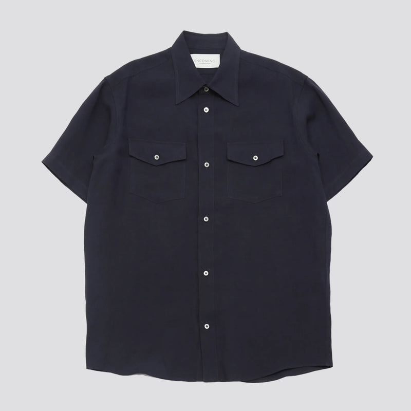シャツ ENCOMING MID C HALF SLEEVE SHIRT ENCOMING - CLASSIC HALF SLEEVE SHIRT Navy – STUDY SHOWROOM STORE
