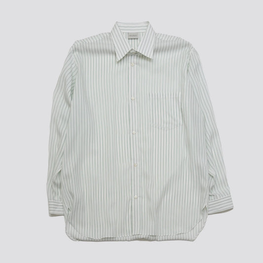 ENCOMING CLASSIC LONG SLEEVE SHIRT White Green フロントデザイン 長袖シャツ 全体ビュー