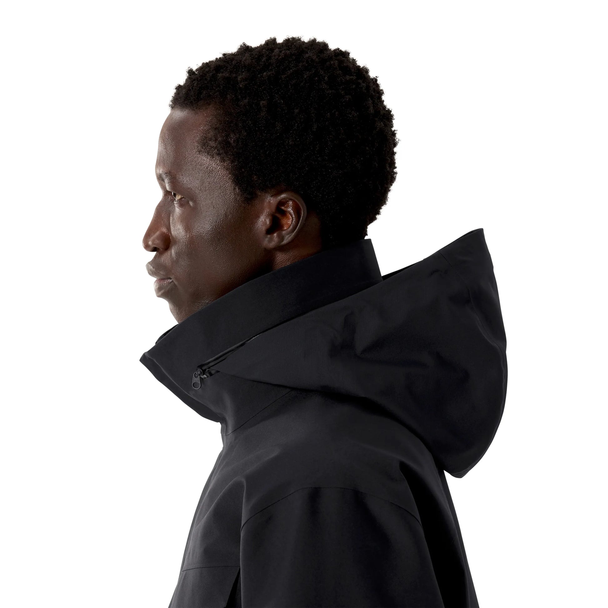ARC'TERYX VEILANCE Field Jacket M BLACK 着用画像 首元部分 収納フード