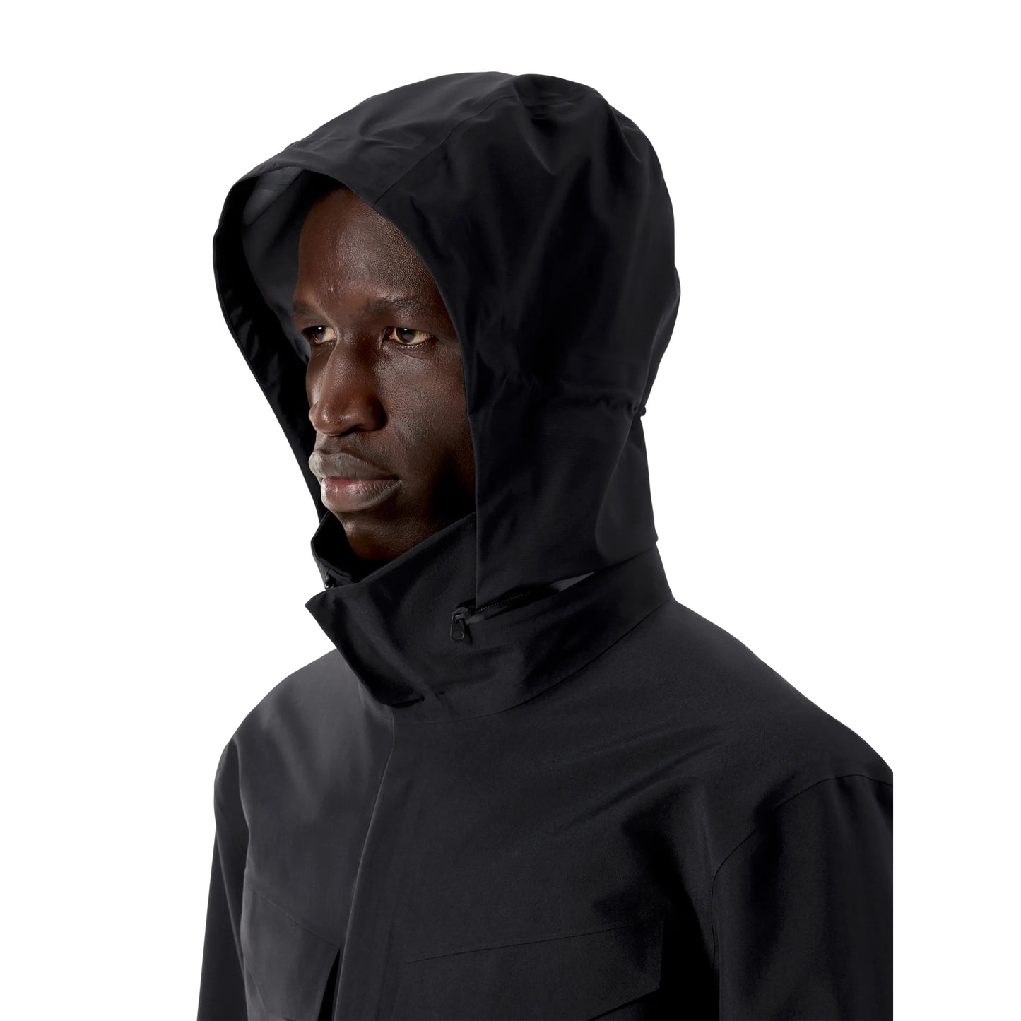 ARC'TERYX VEILANCE Field Jacket M BLACK 着用画像 首元部分 収納フード_2
