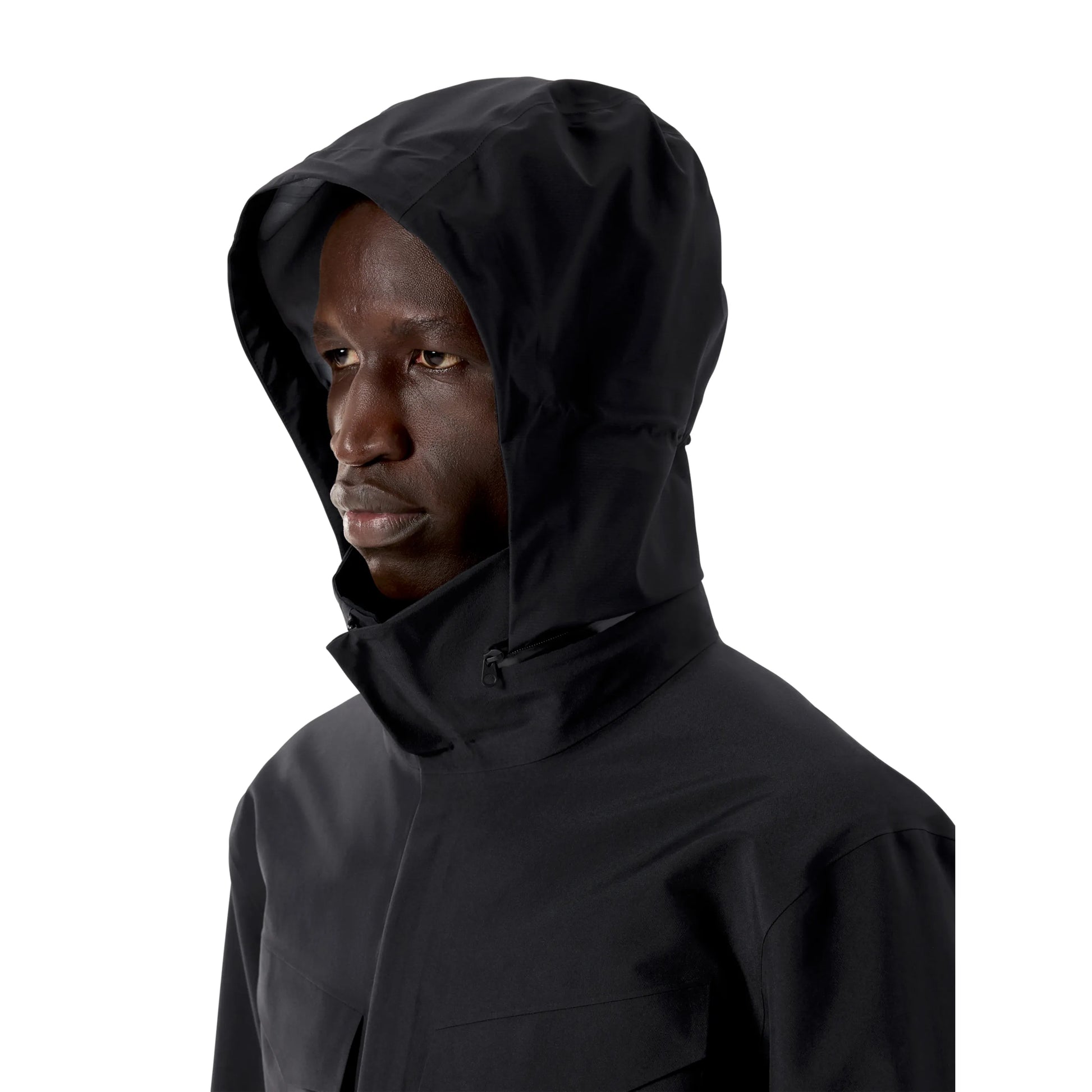 ARC'TERYX VEILANCE Field Jacket M BLACK 着用画像 首元部分 収納フード_2