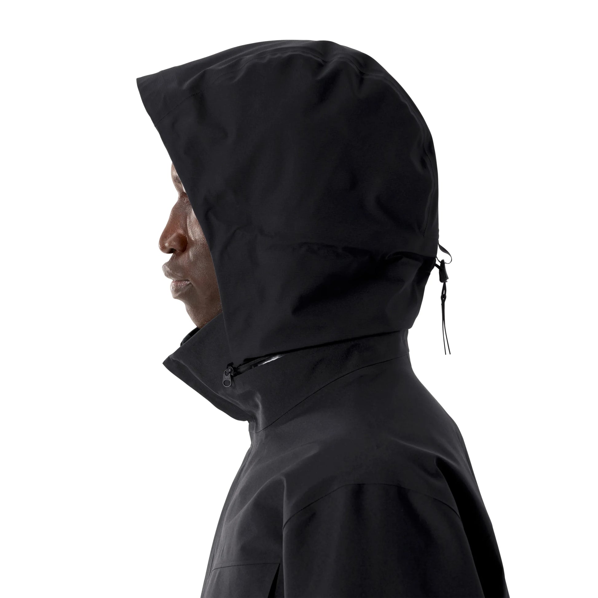 ARC'TERYX VEILANCE Field Jacket M BLACK 着用画像 首元部分 収納フード 側面