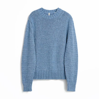 SUNFLOWER FREDERIK SWEATER Blue フロントデザイン 長袖ニット 全体ビュー