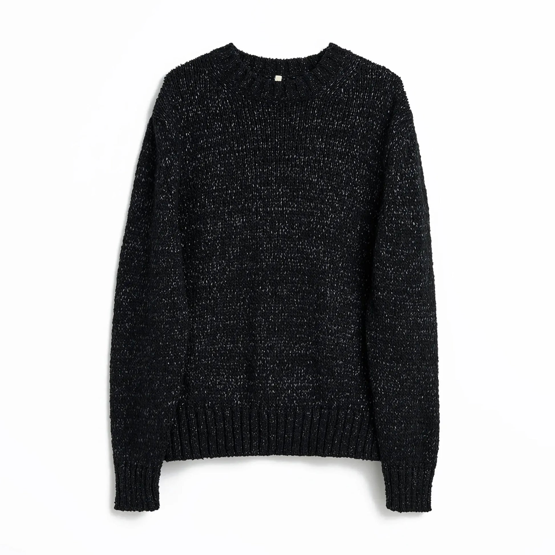 SUNFLOWER FREDERIK SWEATER Black フロントデザイン 長袖ニット 全体ビュー