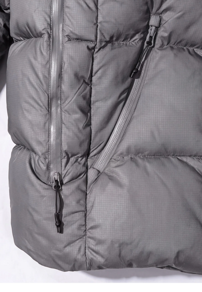 Hiking Patrol Horizon 800FP Hooded Down Jacket Slate Brown ポケット詳細