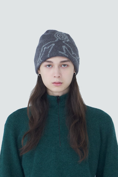 Hiking Patrol Mascot Mohair Mixed Beanie Slate Brown 着用イメージ 正面