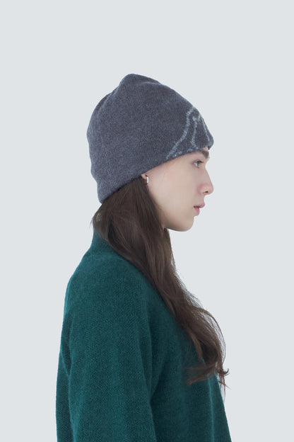 Hiking Patrol Mascot Mohair Mixed Beanie Slate Brown 着用イメージ 側面