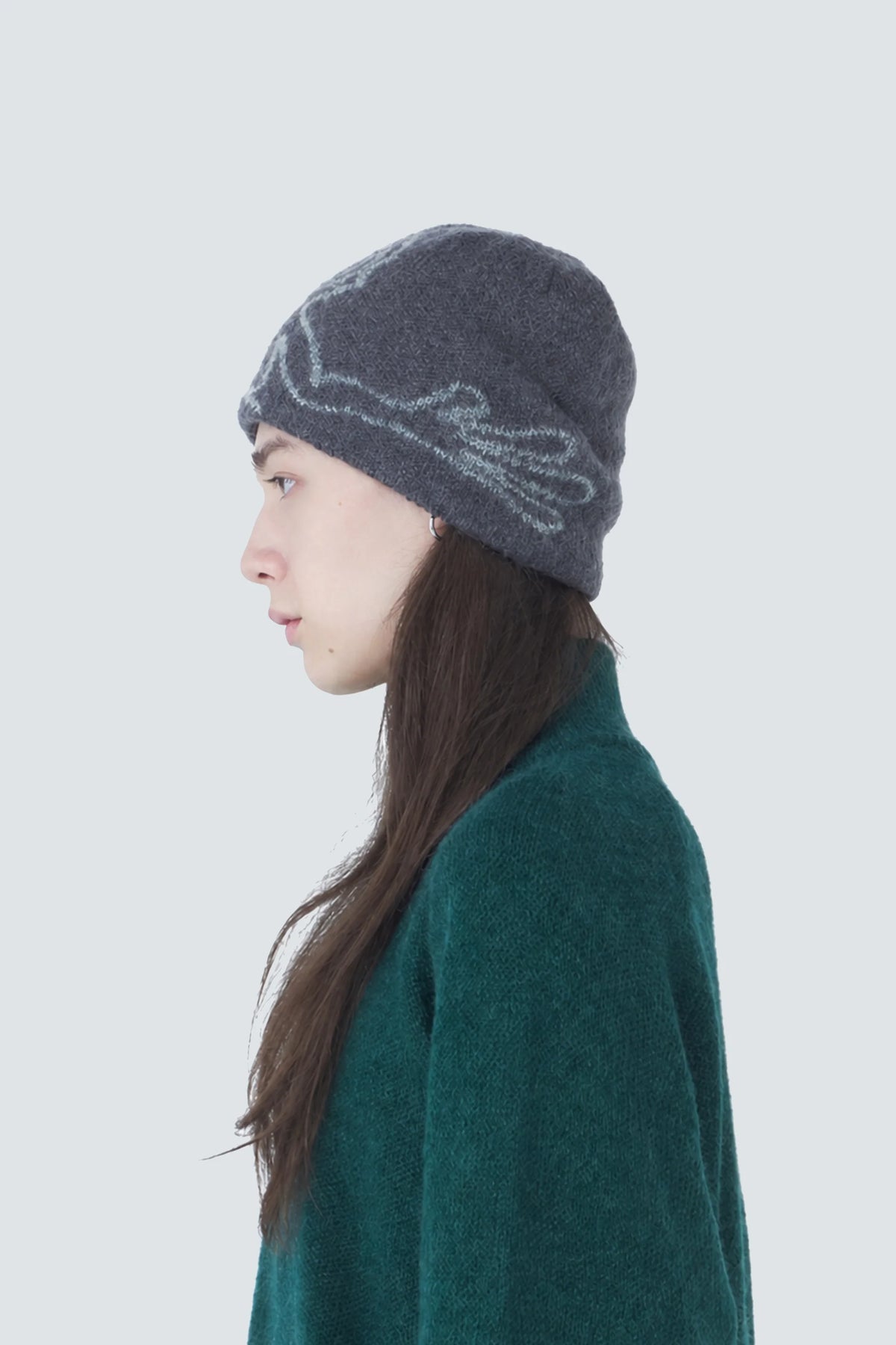Hiking Patrol Mascot Mohair Mixed Beanie Slate Brown 着用イメージ 側面