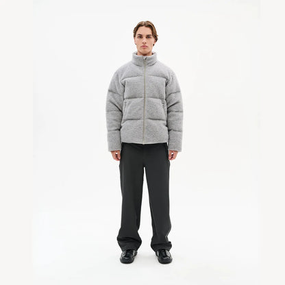 Hiking Patrol ELEMENT TEXTURE DOWN JACKET GREY 着用イメージ 全身スタイリング