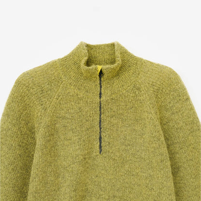 Hiking Patrol ESSENCE MOHAIR MIXED KNIT TOP YELLOW フロントジップ詳細