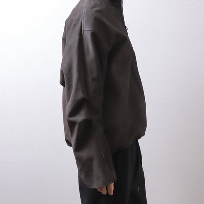ENCOMING Leather Front Zip Blouson Black【LFPZBL-B】着用画像　サイド