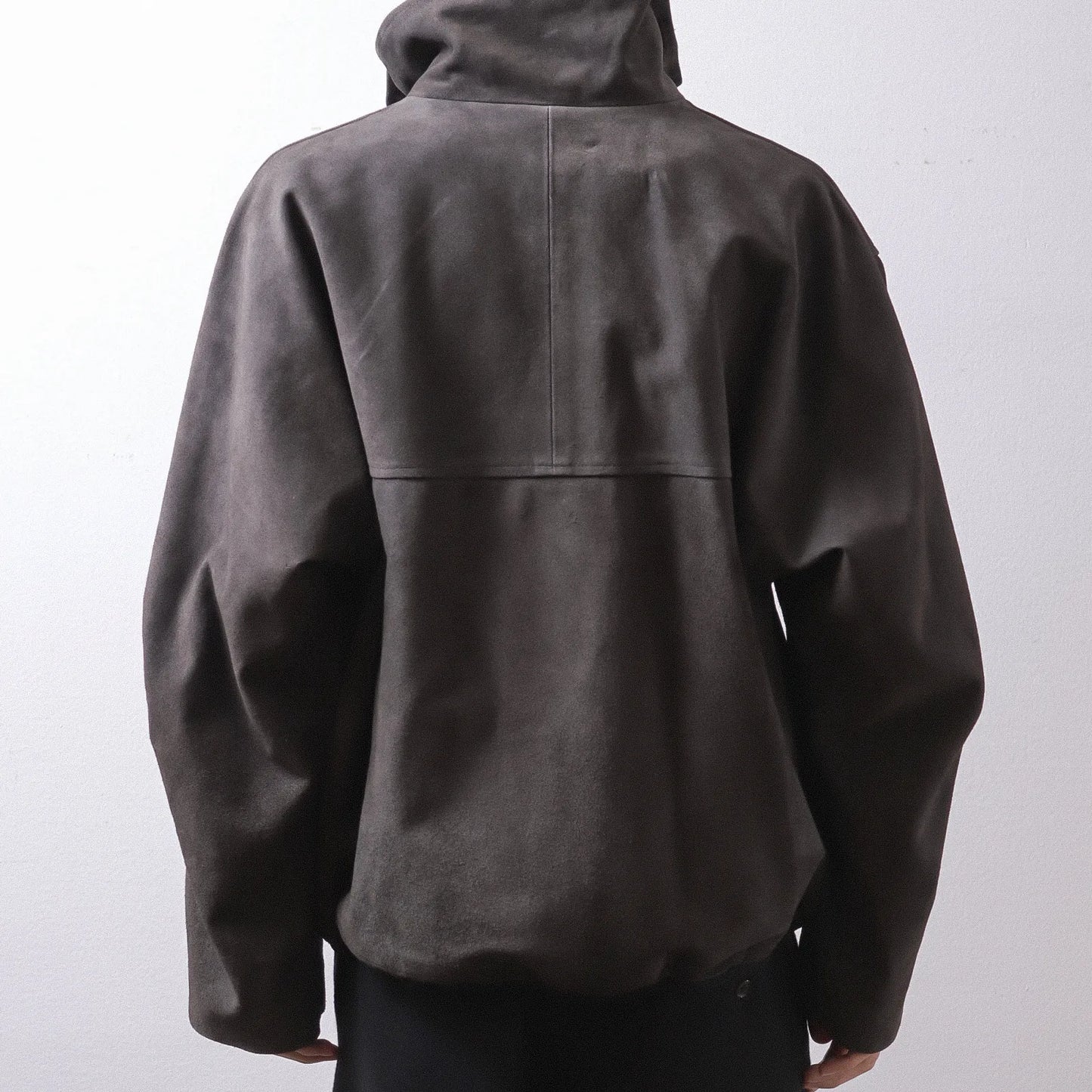 ENCOMING Leather Front Zip Blouson Black【LFPZBL-B】着用画像　背面