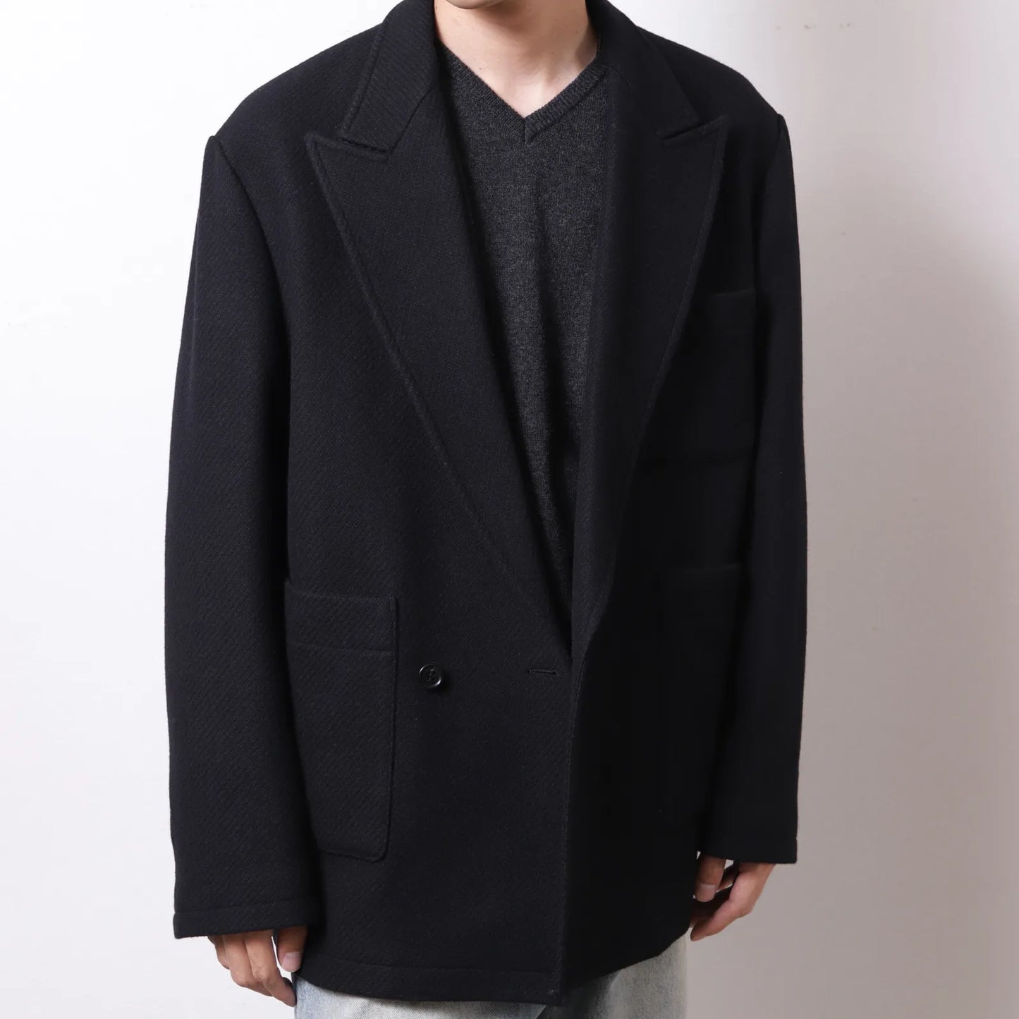 ENCOMING Relaxed Doubled Jacket Black【RDBJKT-B】着用イメージ 正面