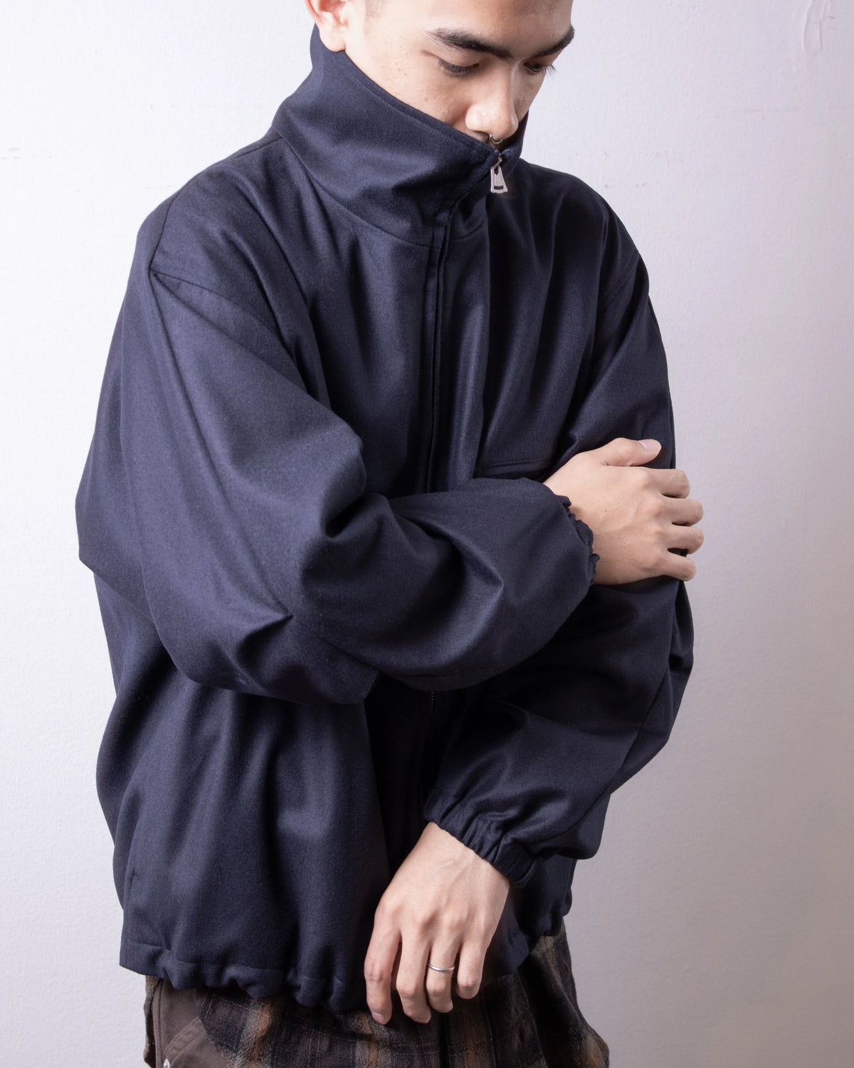 ENCOMING Front Zip Blouson Dark Navy 着用イメージ 正面