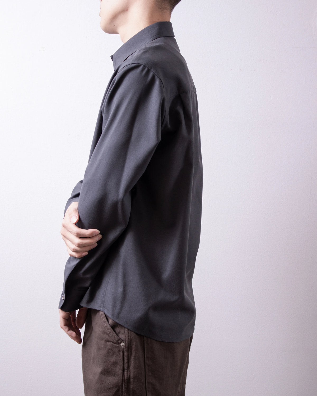 ENCOMING Endr Long Sleeve Shirt Blue Grey 着用イメージ 側面