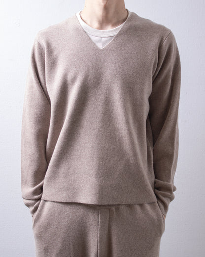 MEIAS Wool Cashmer V Neck PO T.Beige 着用イメージ 正面
