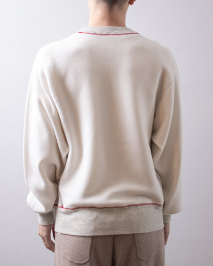 MEIAS Pure Cashmere Sweat PO Off x Gray 着用イメージ 背面