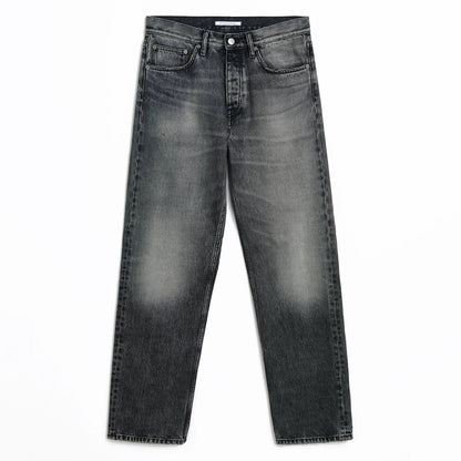 SUNFLOWER LOOSE DENIM NEW BLACK WORN フロントデザイン デニム 全体ビュー