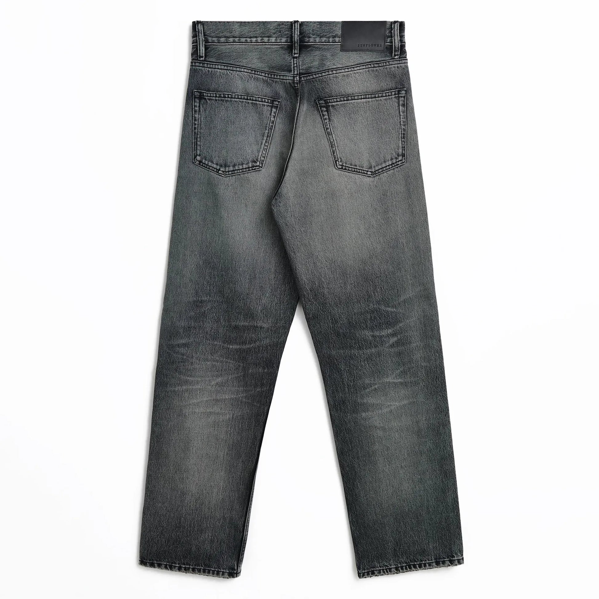 SUNFLOWER LOOSE DENIM NEW BLACK WORN バックデザイン 背面シルエット