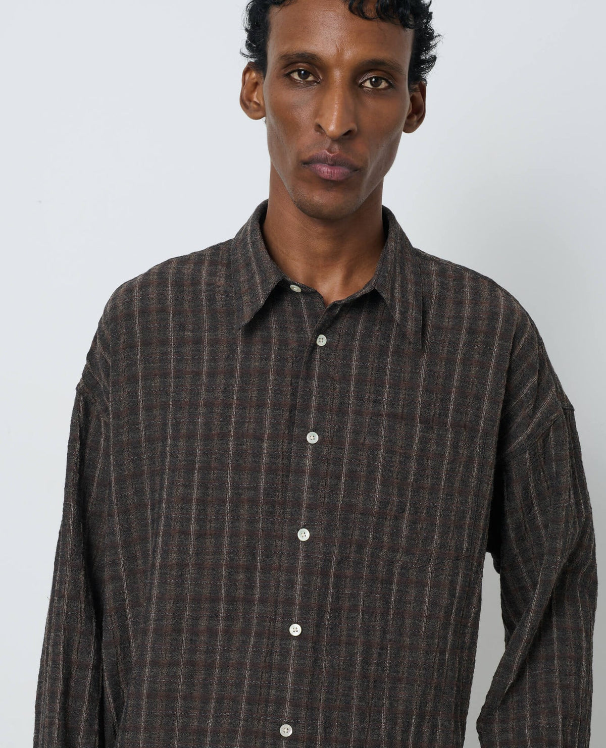 SUNFLOWER Stable Shirt Chocolate 着用イメージ LOOK