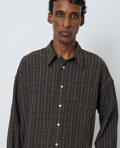 SUNFLOWER Stable Shirt Chocolate 着用イメージ LOOK