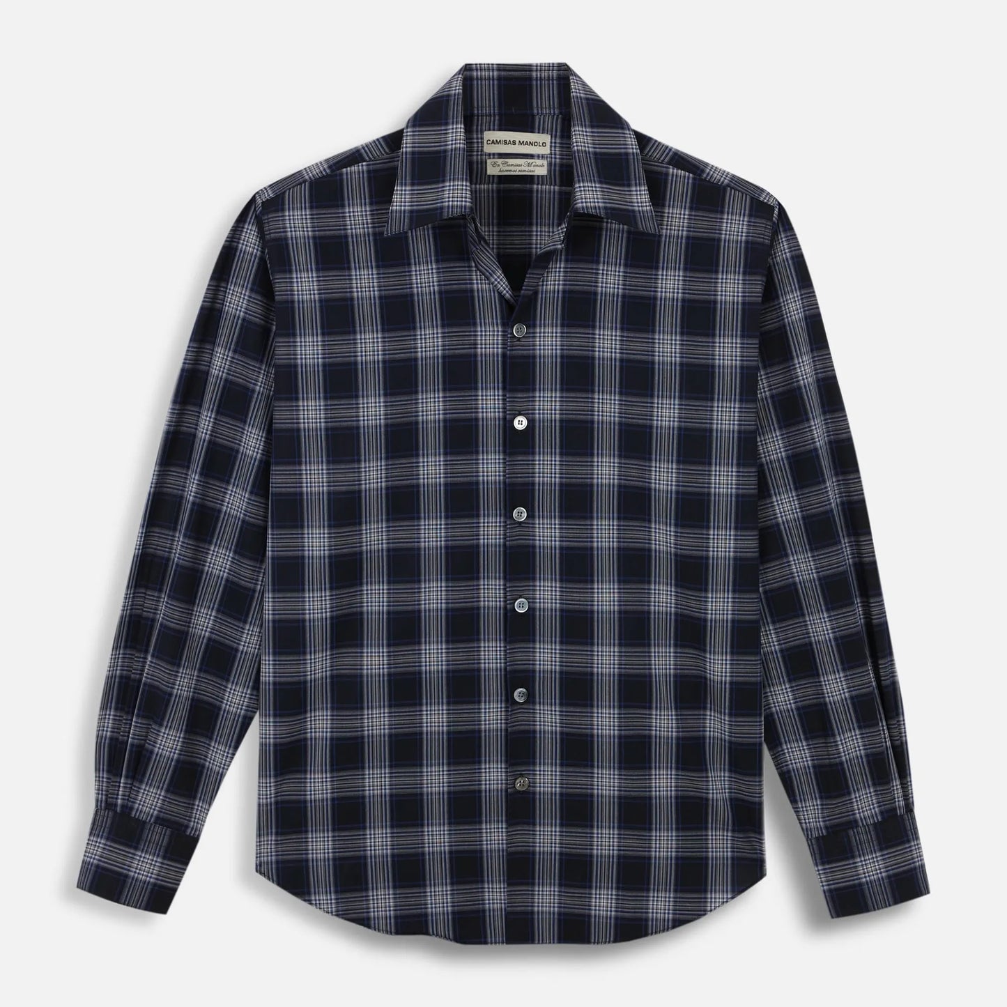 CAMISAS MANOLO NAVY BLUE/WHITE CHECKS NORMAL SHIRT 正面