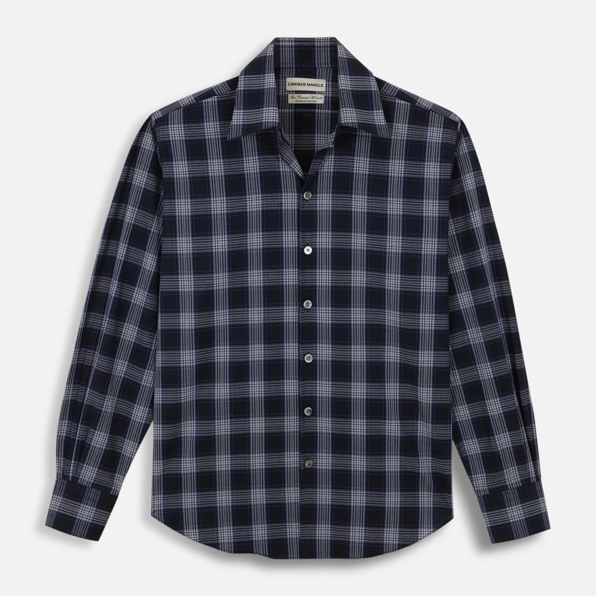 CAMISAS MANOLO NAVY BLUE/WHITE CHECKS NORMAL SHIRT 正面