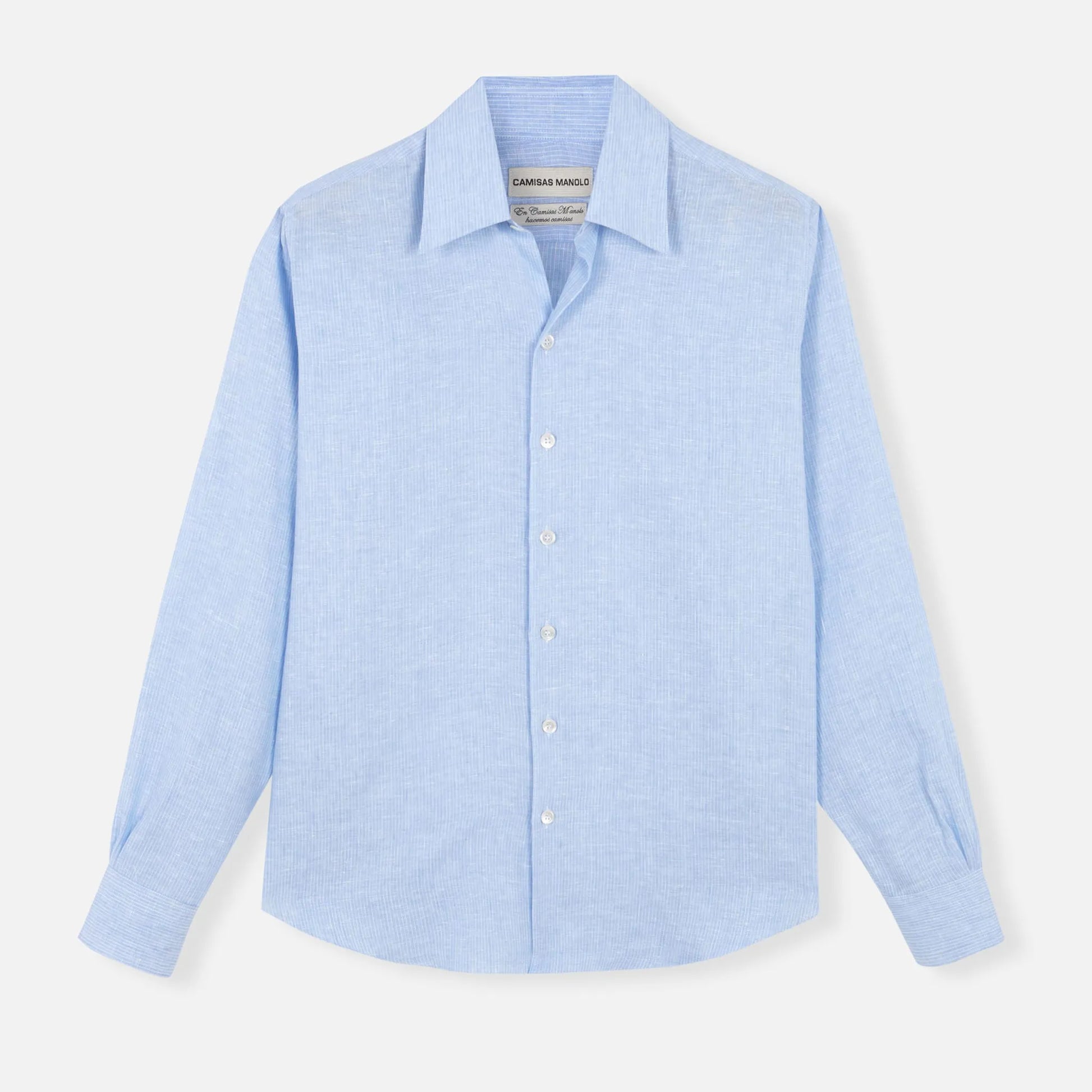 CAMISAS MANOLO LIGHT BLUE WHITE STRIPES NORMAL SHIRT 正面