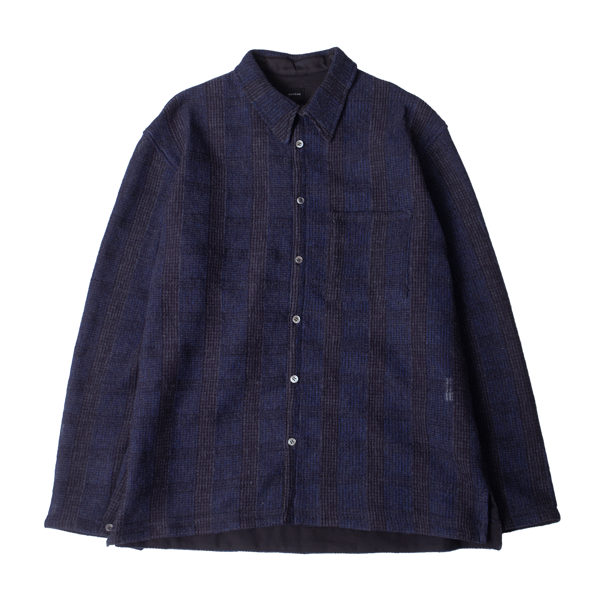 MAYKAM - SHEERCHECK KNIT SHIRT NAVY – STUDY SHOWROOM STORE
