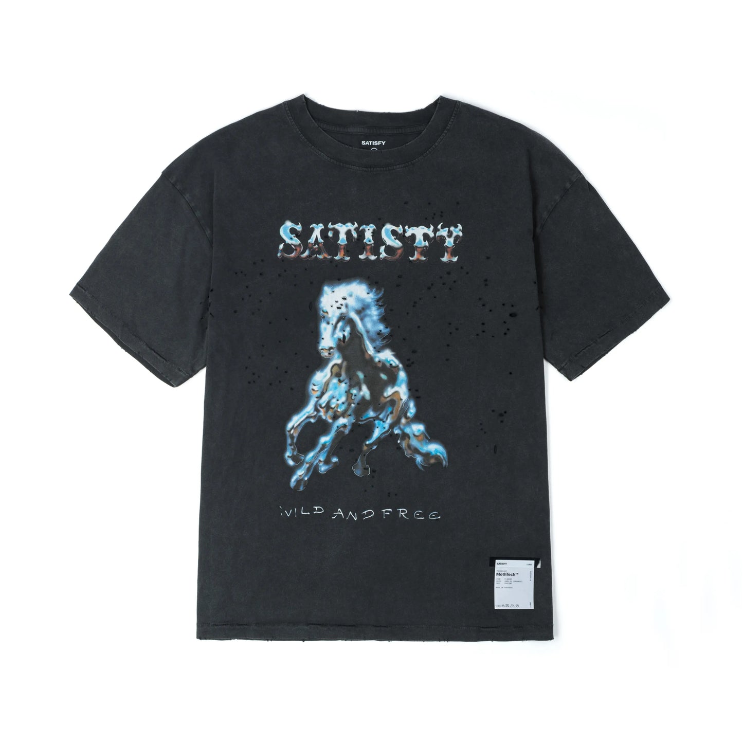 SATISFY MothTECH ロング Tシャツ ブラック SATISFY - MothTech™ T-Shirt Aged Black – STUDY SHOWROOM STORE