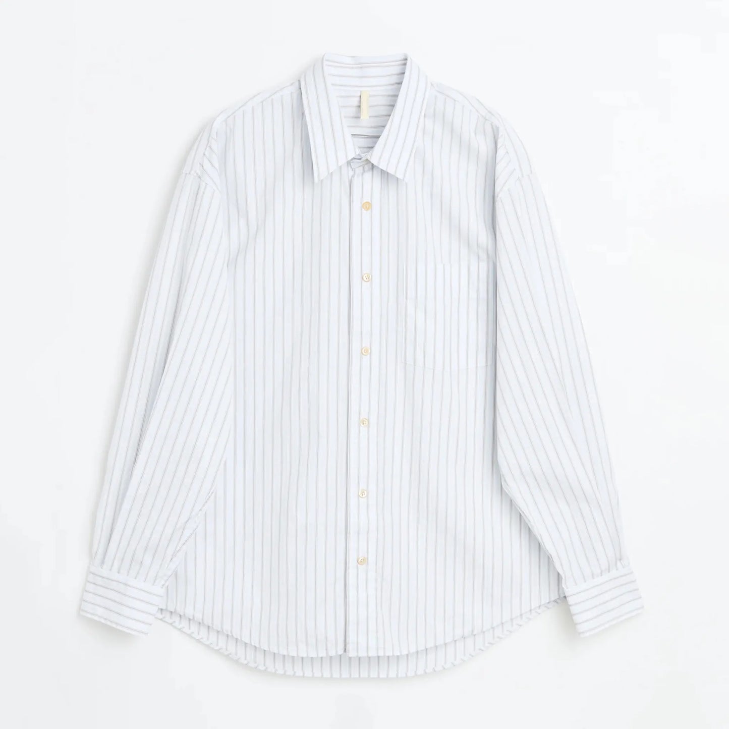 SUNFLOWER NEW BASE SHIRT White フロントデザイン 長袖シャツ 全体ビュー
