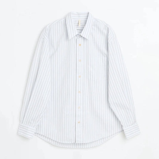 SUNFLOWER NEW BASE SHIRT White フロントデザイン 長袖シャツ 全体ビュー