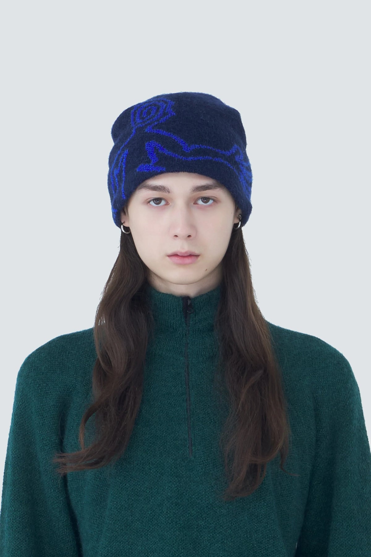 Hiking Patrol Mascot Mohair Mixed Beanie DK Navy 着用イメージ 正面