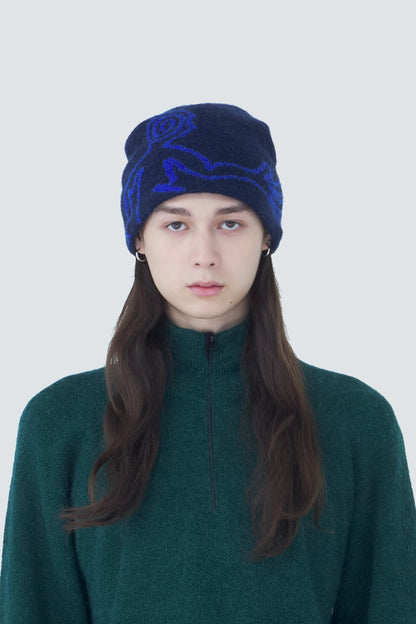 Hiking Patrol Mascot Mohair Mixed Beanie DK Navy 着用イメージ 正面