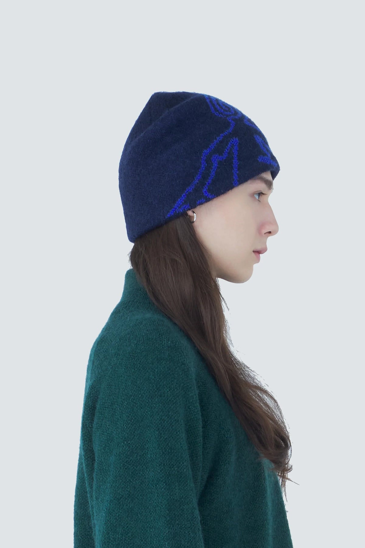 Hiking Patrol Mascot Mohair Mixed Beanie DK Navy 着用イメージ 側面