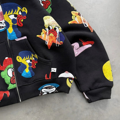 AKIMBO CLUB SLAWN NEIGHBORHOOD BLACK ZIP-UP タグデザイン