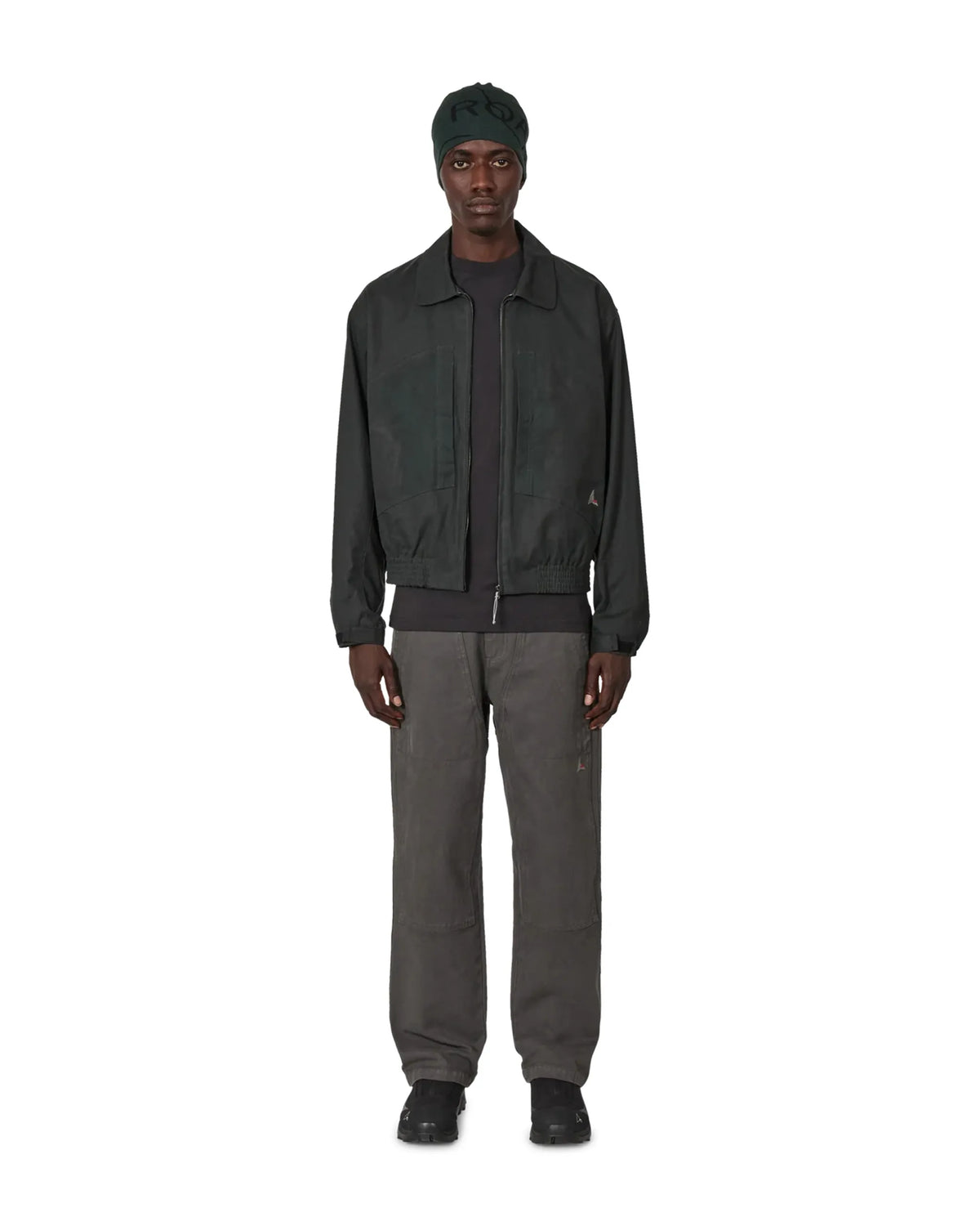 ROA PILOT Waxed Canvas Jacket Dark Green 全身スタイリング 正面