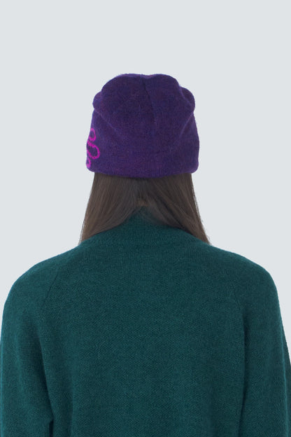 Hiking Patrol Mascot Mohair Mixed Beanie Purple 着用イメージ 背面