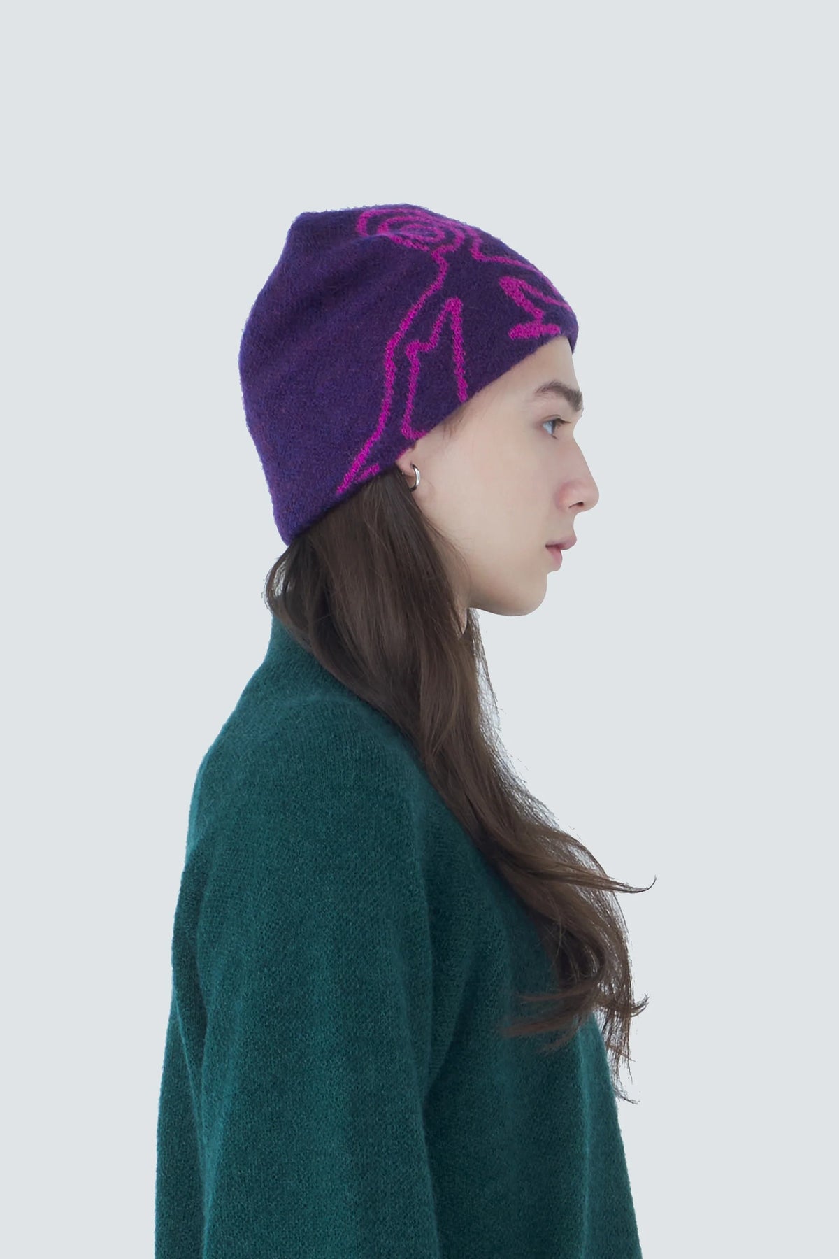 Hiking Patrol Mascot Mohair Mixed Beanie Purple 着用イメージ 側面
