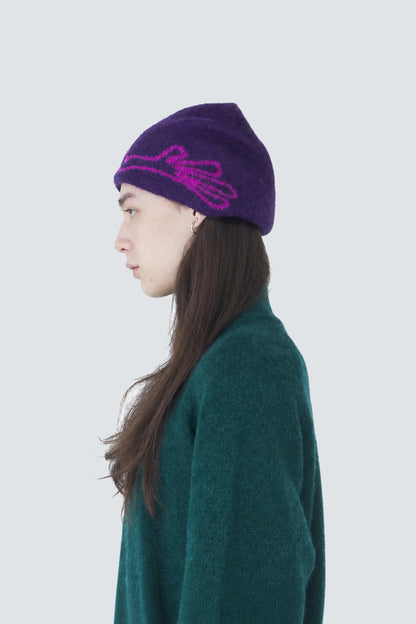 Hiking Patrol Mascot Mohair Mixed Beanie Purple 着用イメージ 側面