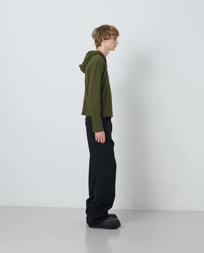SUNFLOWER Rib Zip Sweat Green 着用イメージ 側面