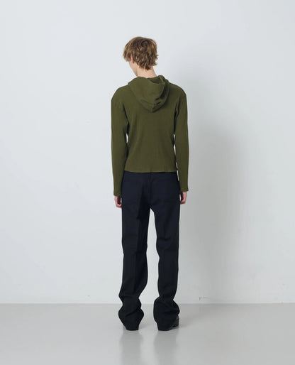 SUNFLOWER Rib Zip Sweat Green 着用イメージ 背面