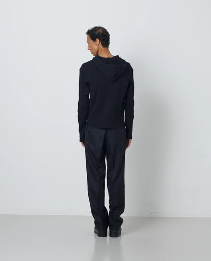 SUNFLOWER Rib Zip Sweat Black 着用イメージ 背面