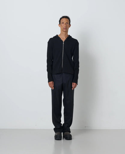 SUNFLOWER Rib Zip Sweat Black 着用イメージ 全身スタイリング