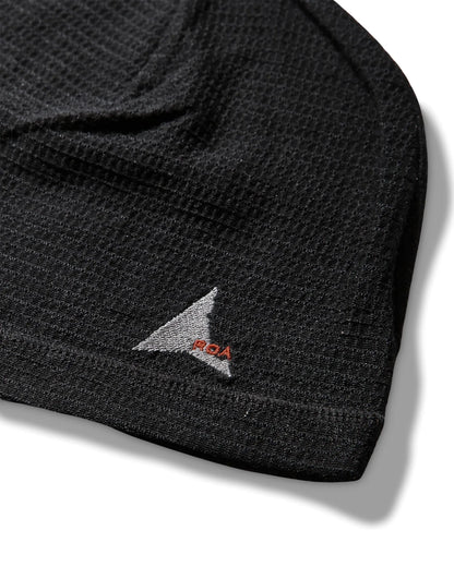 ROA ASHI Wool Tencel Beanie Black ロゴ詳細