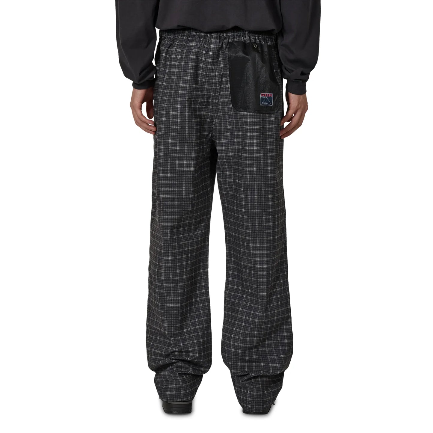 ROA Aair Floweave Printed Check Elasticated Waistband Pants Anthracite 着用イメージ バックシルエット