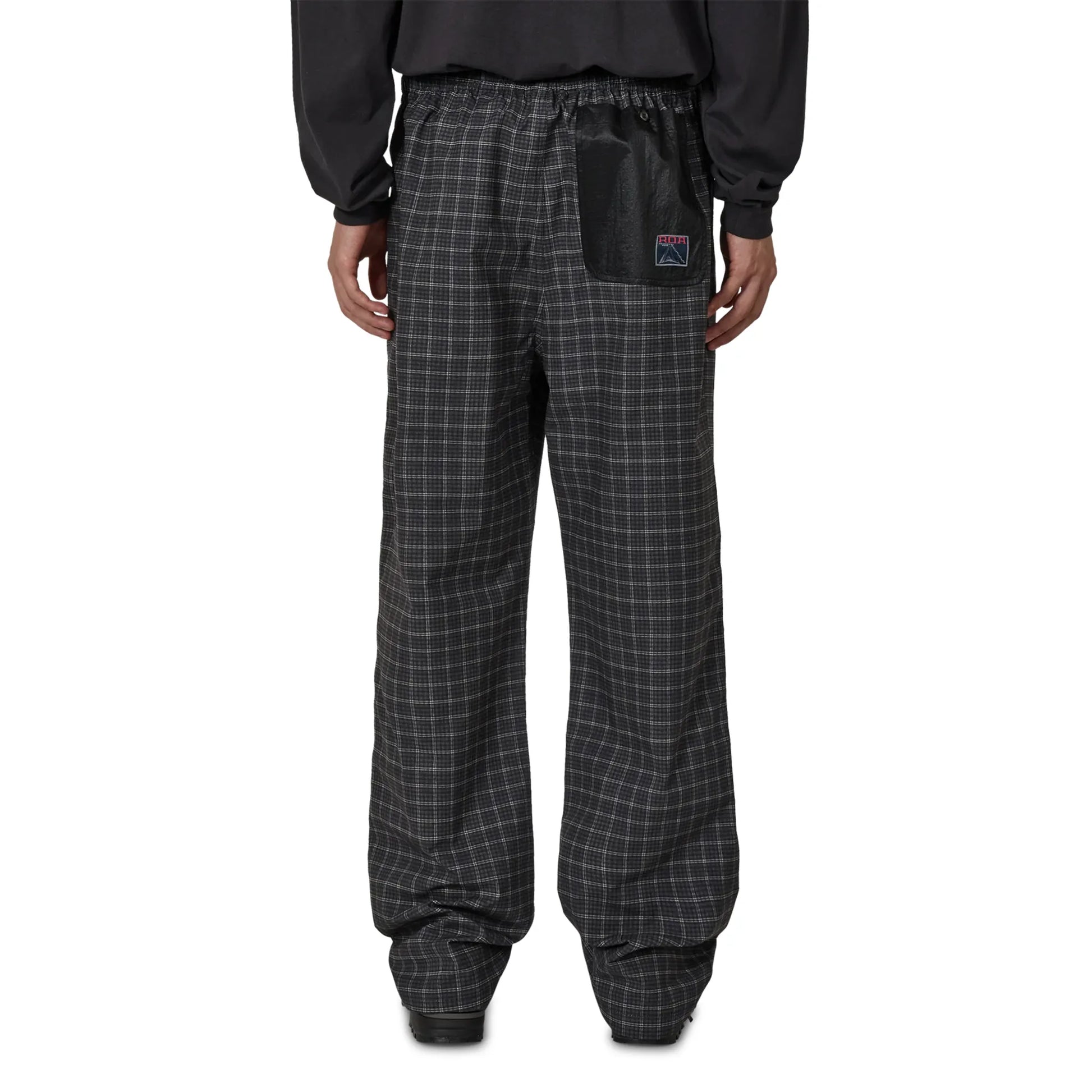 ROA Aair Floweave Printed Check Elasticated Waistband Pants Anthracite 着用イメージ バックシルエット