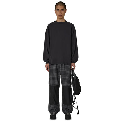 ROA Aair Floweave Printed Check Elasticated Waistband Pants Anthracite 着用イメージ 全身スタイリング