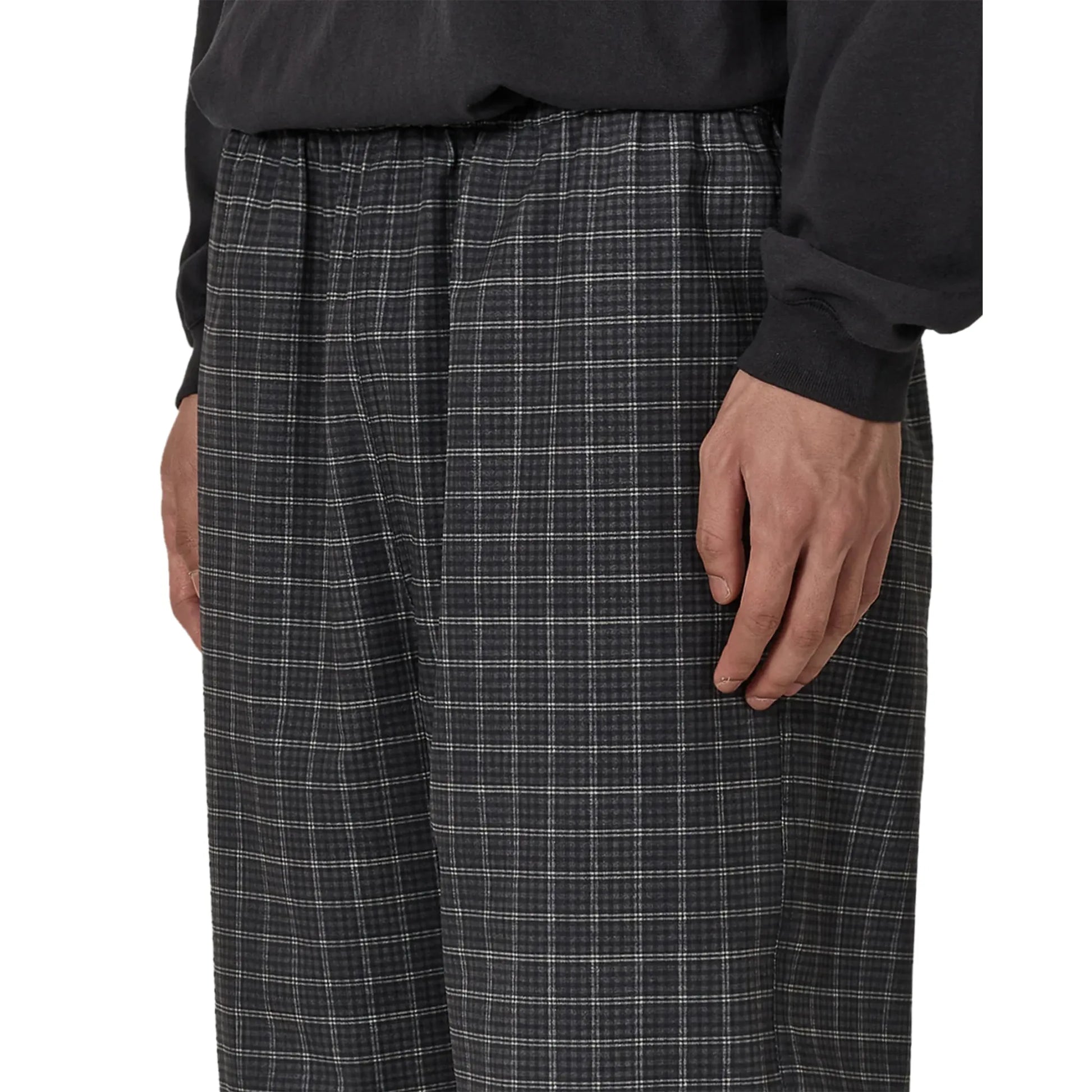 ROA Aair Floweave Printed Check Elasticated Waistband Pants Anthracite フロントデザイン ウエストディテール チェック